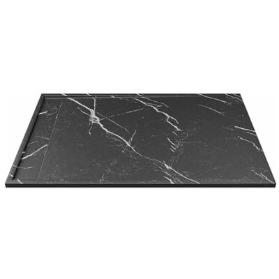 Unique Receveur de douche extra plat à poser ou à encastrer recoupable en résine SMC Noir marbré 140 x 90 cm LYROSA - Publicité Unique Receveur de douche extra plat à poser ou à encastrer recoupable en résine SMC Noir marbré 140 x 90 cm LYROSA - Publicité