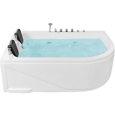 Beliani Baignoire Balnéo d'Angle à Droite en Acrylique avec Fonction Massante 2 Appui-têtes et Éclairage LED Votre Bain à Remous et SPA à Domicile - Publicité Beliani Baignoire Balnéo d'Angle à Droite en Acrylique avec Fonction Massante 2 Appui-têtes et Éclairage LED Votre Bain à Remous et SPA à Domicile - Publicité