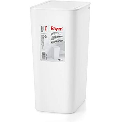Rayen Poubelle de Salle de Bains Capacité de 9 litres Couleur Blanche 22 x 16 x 33cm avec Couvercle - Publicité Rayen Poubelle de Salle de Bains Capacité de 9 litres Couleur Blanche 22 x 16 x 33cm avec Couvercle - Publicité