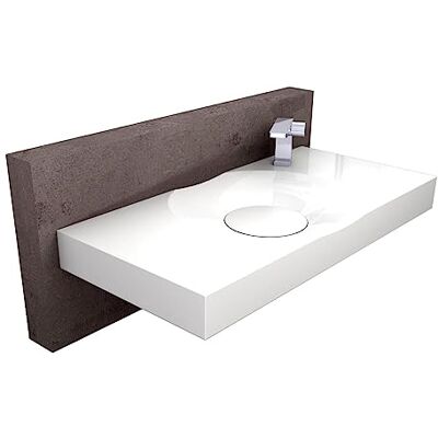 Bernstein Vasque Lavabo Rectangulaire à poser/suspendre Blanc Brillant 100x48x10cm + Cache Bonde & trou robinet, Lave main Marbre coulé Design, Robuste & Durable BS6036 - Publicité Bernstein Vasque Lavabo Rectangulaire à poser/suspendre Blanc Brillant 100x48x10cm + Cache Bonde & trou robinet, Lave main Marbre coulé Design, Robuste & Durable BS6036 - Publicité