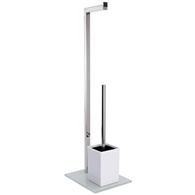 MSV Combiné WC 2 en 1 INOX Support WC avec Récipient Amovible Brosse et Dérouleur Papier Verre Blanc Ø30 cm Hauteur 70 cm Design Moderne et Polyvalent - Publicité MSV Combiné WC 2 en 1 INOX Support WC avec Récipient Amovible Brosse et Dérouleur Papier Verre Blanc Ø30 cm Hauteur 70 cm Design Moderne et Polyvalent - Publicité