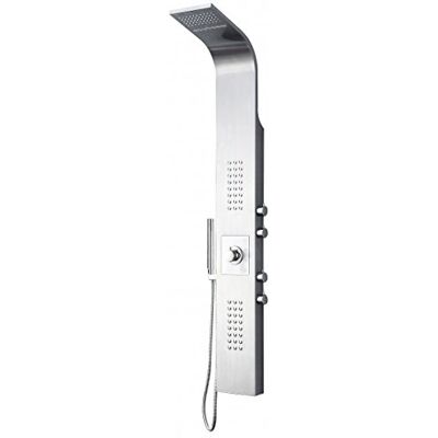 Bernstein Colonne de Douche Thermostatique Acier Inox Chrome Blanc Cascade Pluie Massage, Mitigeur + pommeau anticalcaire 165x22cm Design, Antibrulures SEDAL 8815 - Publicité Bernstein Colonne de Douche Thermostatique Acier Inox Chrome Blanc Cascade Pluie Massage, Mitigeur + pommeau anticalcaire 165x22cm Design, Antibrulures SEDAL 8815 - Publicité