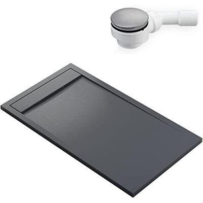 Bernstein Receveur de douche rectangulaire Gris Mat 160x90x4,5cm Bac douche Fonte minérale antidérapant + Bonde type B, Pente & Couvercle, Résistant & Durable NEW YORK - Publicité Bernstein Receveur de douche rectangulaire Gris Mat 160x90x4,5cm Bac douche Fonte minérale antidérapant + Bonde type B, Pente & Couvercle, Résistant & Durable NEW YORK - Publicité
