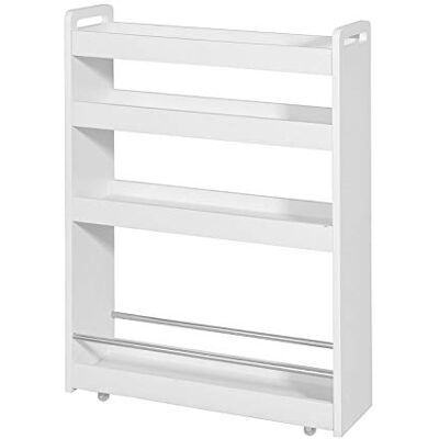 SoBuy Chariot Slim de Rangement à 4 Roues, Étagère Salvaspazio à 4 Niveaux avec Barres Anti-Chute, Unité de Rangement Compacte pour Cuisine, Salle de Bain, Produits de Beauté 60 x 18 x 82 cm NSR01-W - Publicité SoBuy Chariot Slim de Rangement à 4 Roues, Étagère Salvaspazio à 4 Niveaux avec Barres Anti-Chute, Unité de Rangement Compacte pour Cuisine, Salle de Bain, Produits de Beauté 60 x 18 x 82 cm NSR01-W - Publicité