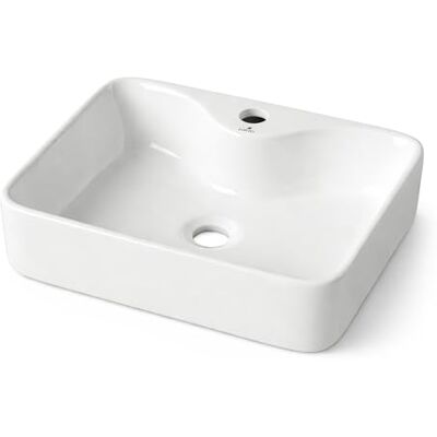 AKORD Vasque à Poser Rectangulaire AURA en Céramique pour Salle de Bain avec Trou de Robinetterie, 47 x 37,5 x 14 cm, Blanc Brillant - Publicité AKORD Vasque à Poser Rectangulaire AURA en Céramique pour Salle de Bain avec Trou de Robinetterie, 47 x 37,5 x 14 cm, Blanc Brillant - Publicité