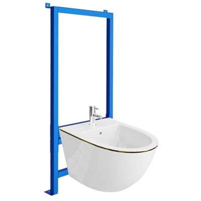 lavita Sofi Gold Line Élément mural pour bidet LAV 500 + bidet mural Sofi Gold Line Kit complet avec trou de robinetterie et protection anti-débordement en céramique WC hygiénique et facile - Publicité lavita Sofi Gold Line Élément mural pour bidet LAV 500 + bidet mural Sofi Gold Line Kit complet avec trou de robinetterie et protection anti-débordement en céramique WC hygiénique et facile - Publicité
