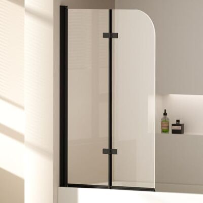 EMKE Paroi de douche pour baignoire 100x140 cm, Cadre Noir,pliant 2 parties - Publicité EMKE Paroi de douche pour baignoire 100x140 cm, Cadre Noir,pliant 2 parties - Publicité