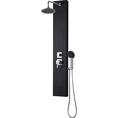 Rousseau Edouard Colonne de Douche Hydromassante HOUKA Douchette 1 Jet 2 Panneaux Frontaux Jets Pluie Flexible Inox 1,50 m Noir - Publicité Rousseau Edouard Colonne de Douche Hydromassante HOUKA Douchette 1 Jet 2 Panneaux Frontaux Jets Pluie Flexible Inox 1,50 m Noir - Publicité