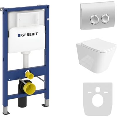 lavita Duofix Basic Élément mural + WC mural Maio blanc sans bord de rinçage + siège WC + plaque de commande Delta 25 chrome bouton set complet boîte de rinçage encastré - Publicité lavita Duofix Basic Élément mural + WC mural Maio blanc sans bord de rinçage + siège WC + plaque de commande Delta 25 chrome bouton set complet boîte de rinçage encastré - Publicité
