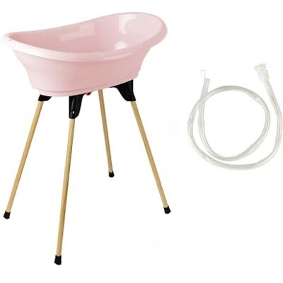 Thermobaby Kit Baignoire Bébé Vasco Baignoire, Pied En Bois & Tuyau De Vidange Innovation Brevetée Pliable & Stable Peut Accueillir Un Transat De Bain Fabriqué En France Rose Poudré - Publicité Thermobaby Kit Baignoire Bébé Vasco Baignoire, Pied En Bois & Tuyau De Vidange Innovation Brevetée Pliable & Stable Peut Accueillir Un Transat De Bain Fabriqué En France Rose Poudré - Publicité