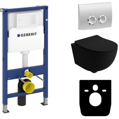 lavita Duofix Basic Brava Ensemble WC encastré avec élément mural et abattant WC sans bord + panneau de commande Delta 25 Bouton chromé Kit complet encastré - Publicité lavita Duofix Basic Brava Ensemble WC encastré avec élément mural et abattant WC sans bord + panneau de commande Delta 25 Bouton chromé Kit complet encastré - Publicité