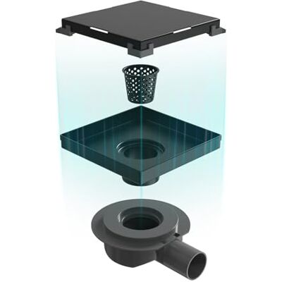 EMKE Bonde de douche avec siphon, caniveau de douche, siphon de douche, siphon anti-odeurs et tamis à cheveux, trou d'écoulement pour receveur de douche, noir - Publicité EMKE Bonde de douche avec siphon, caniveau de douche, siphon de douche, siphon anti-odeurs et tamis à cheveux, trou d'écoulement pour receveur de douche, noir - Publicité