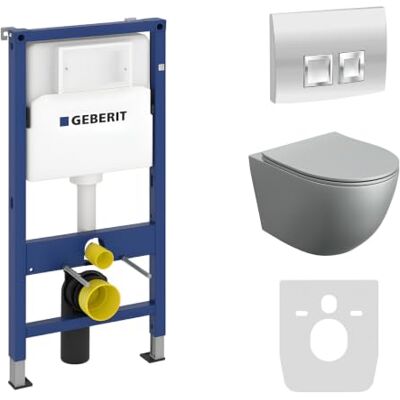 lavita GEBERIT Duofix Basic Élément mural + chasse d'eau murale Sinto gris sans bord + siège WC + plaque de commande Delta 25 bouton chromé complet encastré - Publicité lavita GEBERIT Duofix Basic Élément mural + chasse d'eau murale Sinto gris sans bord + siège WC + plaque de commande Delta 25 bouton chromé complet encastré - Publicité