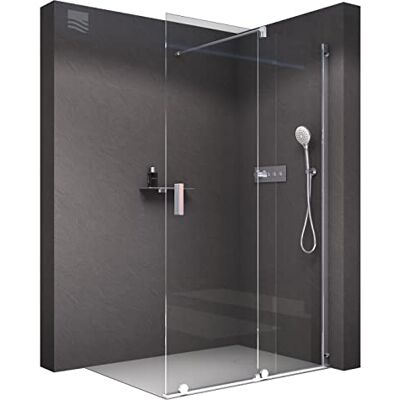 Bernstein Paroi de douche 195x140cm en verre claire 8mm, Vitre de douche porte coulissante NT101 - Publicité Bernstein Paroi de douche 195x140cm en verre claire 8mm, Vitre de douche porte coulissante NT101 - Publicité