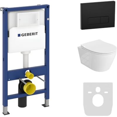 lavita Duofix Praia Basic Ensemble WC encastré avec élément de chasse d'eau + abattant WC + panneau de commande Delta 25 Bouton noir Kit complet encastré pour WC - Publicité lavita Duofix Praia Basic Ensemble WC encastré avec élément de chasse d'eau + abattant WC + panneau de commande Delta 25 Bouton noir Kit complet encastré pour WC - Publicité