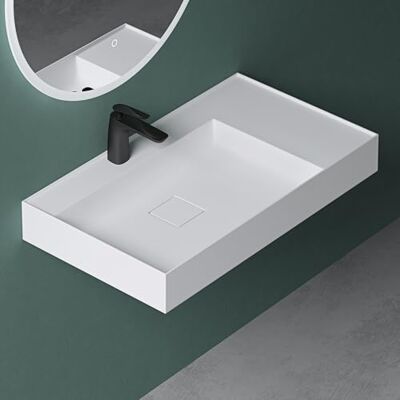 Mai & Mai Vasque de Salle de Bains Lavabo à Poser ou Suspendu Blanc Mat en Résine 70x46cm Col630 - Publicité Mai & Mai Vasque de Salle de Bains Lavabo à Poser ou Suspendu Blanc Mat en Résine 70x46cm Col630 - Publicité