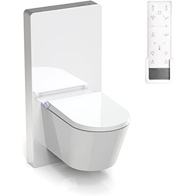 Bernstein Pack WC japonais + Module sanitaire Blanc, Toilettes suspendu lavant céramique + télécommande, jet douche, séchoir air chaud, filtre à odeurs, Chasse Vortex 180°, 59x38x38cm Pro+1102 - Publicité Bernstein Pack WC japonais + Module sanitaire Blanc, Toilettes suspendu lavant céramique + télécommande, jet douche, séchoir air chaud, filtre à odeurs, Chasse Vortex 180°, 59x38x38cm Pro+1102 - Publicité
