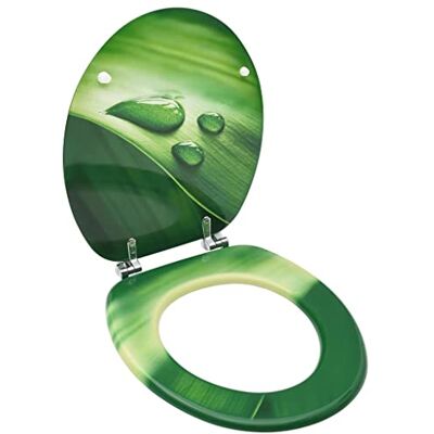 vidaXL Siège de toilette avec couvercle MDF Vert motif goutte d'eau - Siège de WC - Publicité vidaXL Siège de toilette avec couvercle MDF Vert motif goutte d'eau - Siège de WC - Publicité