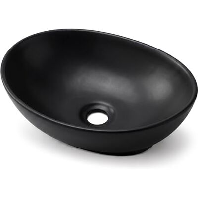 AKORD Vasque à Poser Ovale OVALIS en Céramique, Lavabo pour Salle de Bain et WC Invités, 41 x 33 x 14,5 cm, Noir Mat - Publicité AKORD Vasque à Poser Ovale OVALIS en Céramique, Lavabo pour Salle de Bain et WC Invités, 41 x 33 x 14,5 cm, Noir Mat - Publicité