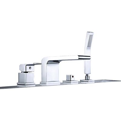 Bernstein Robinet Mélangeur 4 trous Baignoire Laiton Chrome 26x18cm, Bec Cascade, Levier monocommande, Douchette, Flexible 1,5m, inverseur, Cartouche céramique 6080 - Publicité Bernstein Robinet Mélangeur 4 trous Baignoire Laiton Chrome 26x18cm, Bec Cascade, Levier monocommande, Douchette, Flexible 1,5m, inverseur, Cartouche céramique 6080 - Publicité