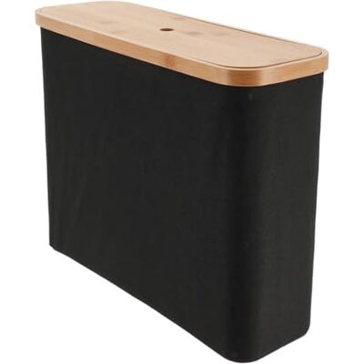TENDANCE Boite de rangement a papier wc tissu polyester/couvercle bambou noir - Publicité TENDANCE Boite de rangement a papier wc tissu polyester/couvercle bambou noir - Publicité