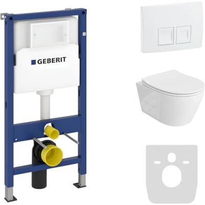 lavita Duofix Praia Basic Ensemble WC encastré avec élément de chasse d'eau + abattant WC + panneau de commande Delta 25 Bouton blanc Kit complet encastré pour WC - Publicité lavita Duofix Praia Basic Ensemble WC encastré avec élément de chasse d'eau + abattant WC + panneau de commande Delta 25 Bouton blanc Kit complet encastré pour WC - Publicité