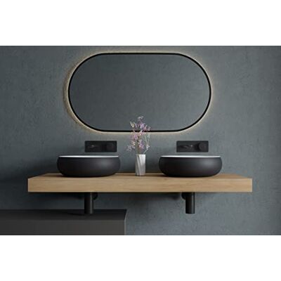 Bernstein Vasque Lavabo Rond à poser Noir/Blanc mat Ø40x12cm Lave main fonte minérale + Bonde pop-up sans cache Design, Robuste & Durable NT8559 - Publicité Bernstein Vasque Lavabo Rond à poser Noir/Blanc mat Ø40x12cm Lave main fonte minérale + Bonde pop-up sans cache Design, Robuste & Durable NT8559 - Publicité