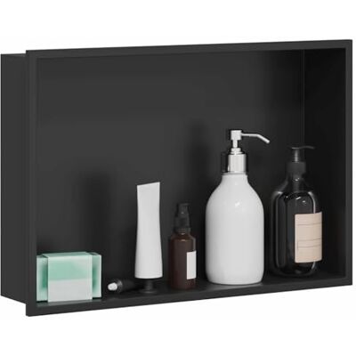 vidaXL Niche de Douche Noir 45 x 30 x 9,5 cm Acier Inoxydable, Design de Salle de Bain Moderne, Niche de Douche rectangulaire, unitée de Rangement Durable, étagère Minimaliste - Publicité vidaXL Niche de Douche Noir 45 x 30 x 9,5 cm Acier Inoxydable, Design de Salle de Bain Moderne, Niche de Douche rectangulaire, unitée de Rangement Durable, étagère Minimaliste - Publicité