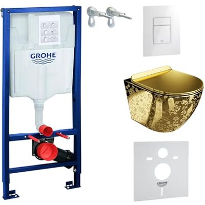 lavita Élément mural Solido + WC suspendu Sofi Slim Golden Eye doré sans bord + abattant WC SoftClose blanc brillant bouton kit complet encastré réservoir de chasse WC complet - Publicité lavita Élément mural Solido + WC suspendu Sofi Slim Golden Eye doré sans bord + abattant WC SoftClose blanc brillant bouton kit complet encastré réservoir de chasse WC complet - Publicité