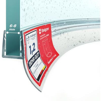 STEIGNER Joint de Douche pour paroi en Verre, 110cm, vitre 6/7/8mm, Joint d'étanchéité PVC courbé pour Les cabines de Douche arrondies, UK12 - Publicité STEIGNER Joint de Douche pour paroi en Verre, 110cm, vitre 6/7/8mm, Joint d'étanchéité PVC courbé pour Les cabines de Douche arrondies, UK12 - Publicité