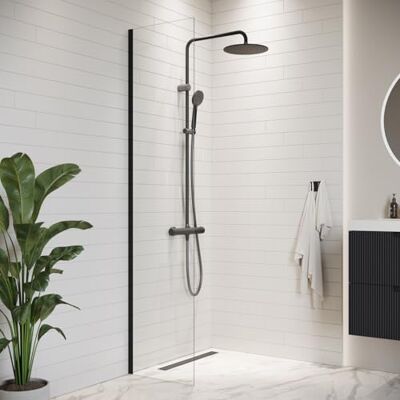 BADPLAATS - Florida - 40 x 200 cm - Noir - Shower wall - Publicité BADPLAATS - Florida - 40 x 200 cm - Noir - Shower wall - Publicité