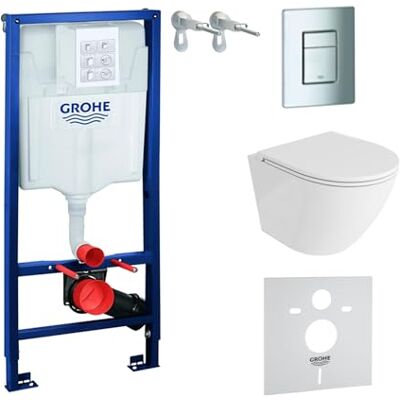 lavita Élément mural Solido + WC suspendu Sofi One blanc sans bord + siège de WC avec système d'abaissement automatique Bouton chromé Kit complet encastré WC complet - Publicité lavita Élément mural Solido + WC suspendu Sofi One blanc sans bord + siège de WC avec système d'abaissement automatique Bouton chromé Kit complet encastré WC complet - Publicité