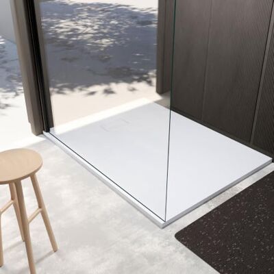AURLANE Receveur a poser en materiaux composite SMC Finition ardoise blanc mat 90x140 cm - Publicité AURLANE Receveur a poser en materiaux composite SMC Finition ardoise blanc mat 90x140 cm - Publicité