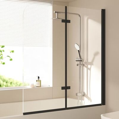 EMKE Paroi de douche pour baignoire 120 x 140 cm Noir Pliable 2 pièces Pour baignoire, paroi de douche pliable 6 mm Verre de sécurité - Publicité EMKE Paroi de douche pour baignoire 120 x 140 cm Noir Pliable 2 pièces Pour baignoire, paroi de douche pliable 6 mm Verre de sécurité - Publicité