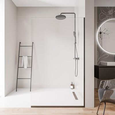 Bernstein Paroi de douche italienne 160x200cm, verre NANO 10mm, profilé mural + sol noir mat EX102 - Publicité Bernstein Paroi de douche italienne 160x200cm, verre NANO 10mm, profilé mural + sol noir mat EX102 - Publicité