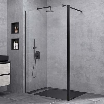 DOPORRO - Enclos de douche Walk-In 140x200cm avec vitre latérale de 30cm, Verre de sécurité anticalcaire 10mm - Enclos de douche - Publicité DOPORRO - Enclos de douche Walk-In 140x200cm avec vitre latérale de 30cm, Verre de sécurité anticalcaire 10mm - Enclos de douche - Publicité
