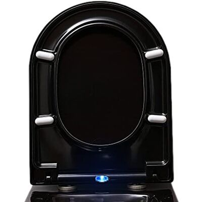 Bernstein Abattant WC LED Lunette toilettes fermeture amortie, Couvercle ovale dégagement rapide Noir 46x36x5cm, Capteur accoustique, Résistant choc & rayure, Universel, Plastique Antibactérie, U2004 - Publicité Bernstein Abattant WC LED Lunette toilettes fermeture amortie, Couvercle ovale dégagement rapide Noir 46x36x5cm, Capteur accoustique, Résistant choc & rayure, Universel, Plastique Antibactérie, U2004 - Publicité