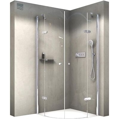Bernstein Cabine de douche quart de cercle 90x90x195cm verre trempé ESG 8mm anticalcaire, Portes battantes, Profilé Chrome EX406 - Publicité Bernstein Cabine de douche quart de cercle 90x90x195cm verre trempé ESG 8mm anticalcaire, Portes battantes, Profilé Chrome EX406 - Publicité