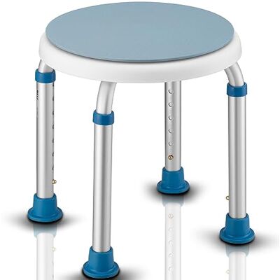BAKAJI Tabouret de Douche Pivotant - Réglable, Antidérapant, Compact - Publicité BAKAJI Tabouret de Douche Pivotant - Réglable, Antidérapant, Compact - Publicité