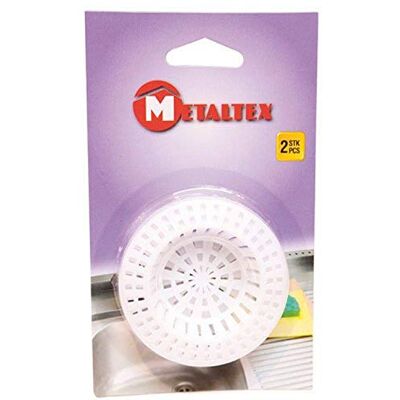 Metaltex 2 filtres d'évier 4,5 à 6cm plast. Publicité Metaltex 2 filtres d'évier 4,5 à 6cm plast. Publicité