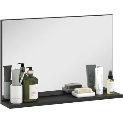 kleankin Miroir Mural de Salle de Bain avec étagère, Miroir Moderne Polyvalent pour la Salle de Bain, la Chambre et l'entrée, 60x12x40 cm, Noir - Publicité kleankin Miroir Mural de Salle de Bain avec étagère, Miroir Moderne Polyvalent pour la Salle de Bain, la Chambre et l'entrée, 60x12x40 cm, Noir - Publicité