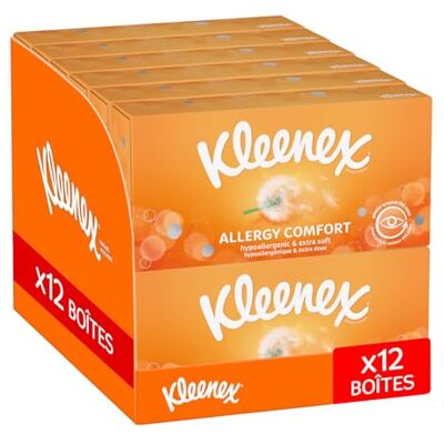 KLEENEX Confort Allergies Mouchoirs - 12 Boîtes, hypoallergéniques - Publicité KLEENEX Confort Allergies Mouchoirs - 12 Boîtes, hypoallergéniques - Publicité