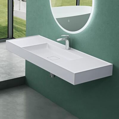 Mai & Mai Vasque Rectangulaire Posée Suspendue 120x46cm sans Trop-Plein Vasque Lavabo, Bonde et Cache-Bonde Inclus, Surface Lisse, et Facile à Nettoyer, Grand Format, Colossum630 - Publicité Mai & Mai Vasque Rectangulaire Posée Suspendue 120x46cm sans Trop-Plein Vasque Lavabo, Bonde et Cache-Bonde Inclus, Surface Lisse, et Facile à Nettoyer, Grand Format, Colossum630 - Publicité