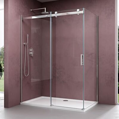 DOPORRO - Cabine de douche d'angle 90x125x195cm - Verre de sécurité, Réversible - Publicité DOPORRO - Cabine de douche d'angle 90x125x195cm - Verre de sécurité, Réversible - Publicité