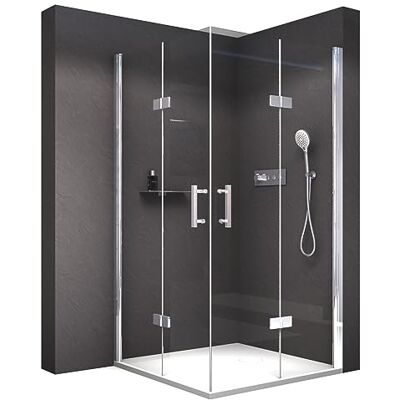 Bernstein Paroi de douche verre Cabine de douche intégrale Parre douche angle avec 2 portes pliantes Toutes tailles dispo Etanche, Profilé aluminium, Nano-revêtement, Poignée acier inox DX213 - Publicité Bernstein Paroi de douche verre Cabine de douche intégrale Parre douche angle avec 2 portes pliantes Toutes tailles dispo Etanche, Profilé aluminium, Nano-revêtement, Poignée acier inox DX213 - Publicité