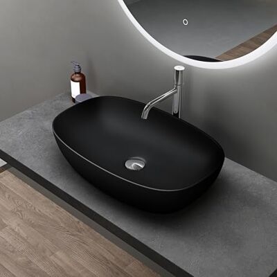 DOPORRO - Lavabo 60x39,5x14cm - Céramique avec Nano Revêtement - Publicité DOPORRO - Lavabo 60x39,5x14cm - Céramique avec Nano Revêtement - Publicité