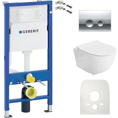 lavita Duofix Basic Brava Ensemble WC encastré avec élément mural et abattant WC sans bord + panneau de commande Delta 25 Bouton chromé Kit complet encastré - Publicité lavita Duofix Basic Brava Ensemble WC encastré avec élément mural et abattant WC sans bord + panneau de commande Delta 25 Bouton chromé Kit complet encastré - Publicité