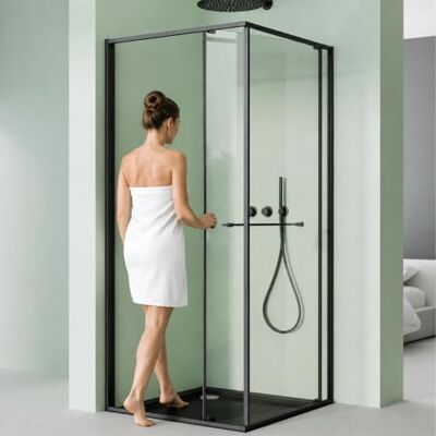 Mai & Mai Cabine de Douche Transparent Noir sans Receveur 90x90x195cm Pare-douche en Angle, Paroi de Douche Carré, Verre Trempé 6mm, Traitement Nano, Montage Réversible, RAV69K - Publicité Mai & Mai Cabine de Douche Transparent Noir sans Receveur 90x90x195cm Pare-douche en Angle, Paroi de Douche Carré, Verre Trempé 6mm, Traitement Nano, Montage Réversible, RAV69K - Publicité