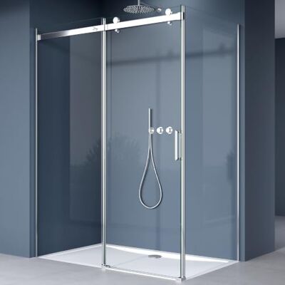 DOPORRO - Cabine de douche d'angle 90x125x195cm - Verre de sécurité, Réversible - Publicité DOPORRO - Cabine de douche d'angle 90x125x195cm - Verre de sécurité, Réversible - Publicité