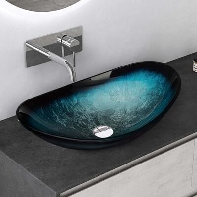 Mai & Mai Vasque Ovale à Poser 53,5x35,5x16cm Bleu Pour Salle de Bains - Publicité Mai & Mai Vasque Ovale à Poser 53,5x35,5x16cm Bleu Pour Salle de Bains - Publicité